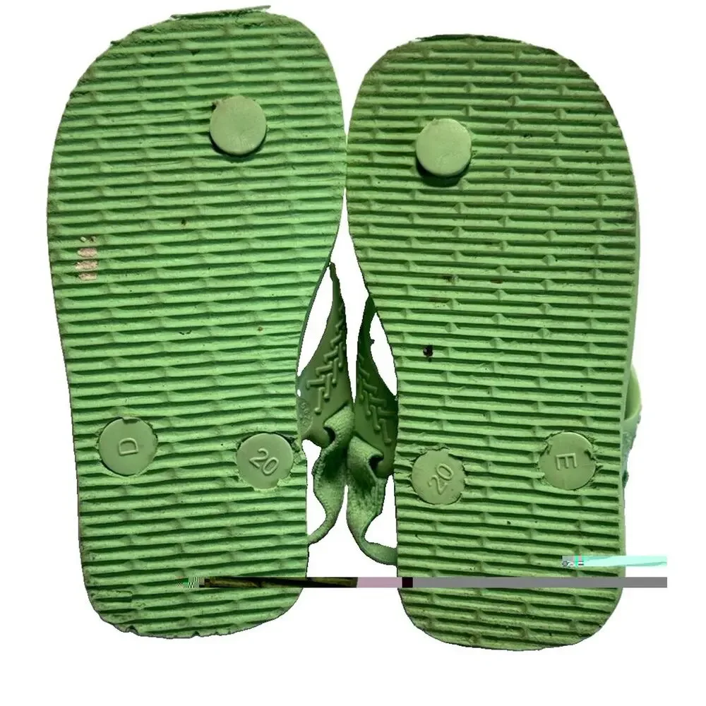 Havaianas Kids Brazil Flip Flops Green Heel Strap Sandals US 4C EU 22 Size 20